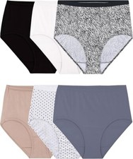 Fruit of the Loom Woman's Tag Free Cotton Breathable Panties 6 Pack Size 8