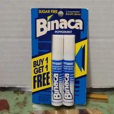 NOS Vtg 1993 Binaca Peppermint Breath Spray 2 Pack Sugar Free 1990s Set Prop