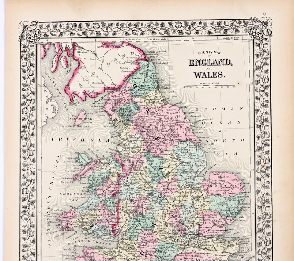 1869 Map ENGLAND - WALES ORIGINAL (13.25x10.5) LONDON - CORNWALL RAILROADS - Image 2 of 4