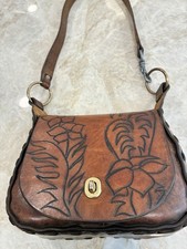 Vintage 1970's tooled leather Hippie purse