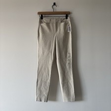 Old Navy High Rise Pixie Pants Skinny Plaid Beige Academia Holiday Career Sz 0