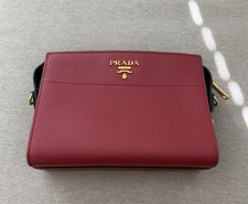 Prada Esplanade Red Saffiano & City Calf Crossbody Bag Bicolor