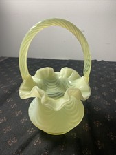George Fenton Signed Decorative Uranium Glass Basket