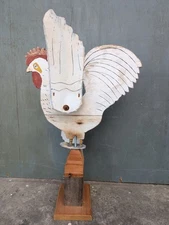 Vintage Wooden Rooster Whirligig Folk Art – Signed P.J. Anderson, Cohocton NY