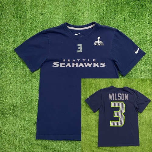 Russell Wilson T-Shirt Jersey Seattle Seahawks Nike Sz S Super Bowl XLVIII NFL - Picture 1 of 9