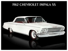1962 Chevrolet Impala Ss In White New Metal Sign 9x12 Ships Free