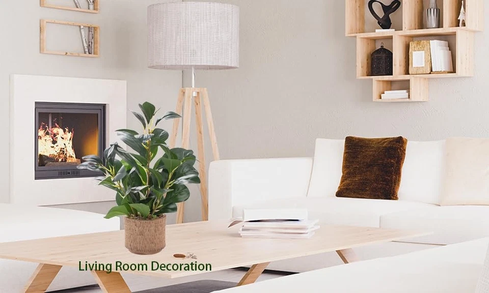 Florero de cerámica marrón de 12,6" para plantas falsas de aspecto real y toque de hoja perenne F... Foto 4 de 4