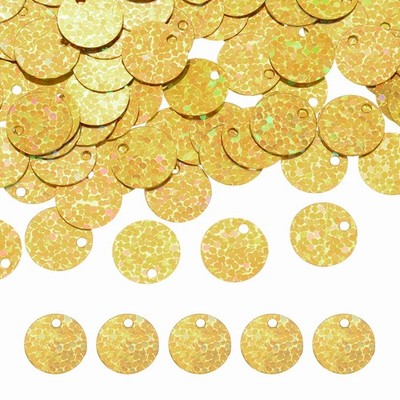 600Pcs Flat Round Sequins, 10mm/0.4 Inch Loose Paillettes for Craft, Laser Gold