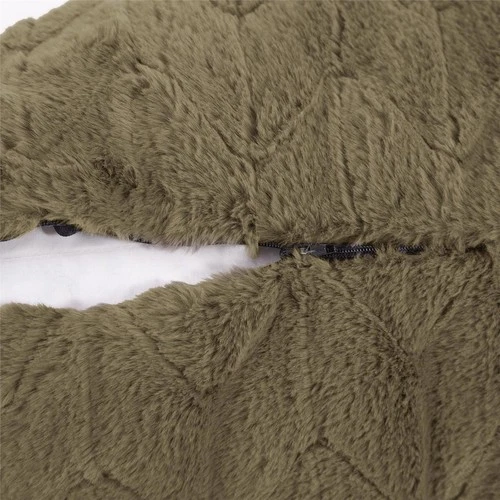 Luxurious Moss Green Angora Faux Fur Pillow - Picture 4 of 6