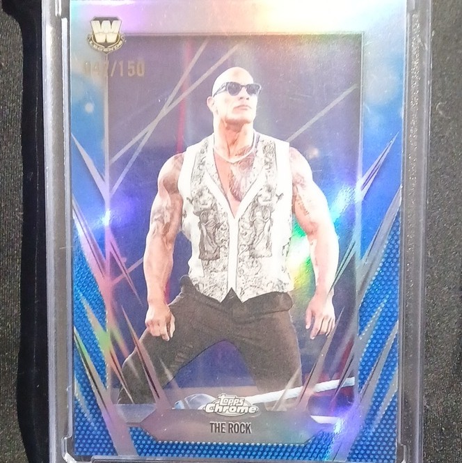 2026 Topps Chrome WWE The Rock Blue Refractor #/150