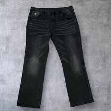 Buffalo David Button Men’s W42/L32 Relaxed Straight Stretch Black Wash Jeans New