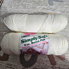 Vintage Caron Simply Soft Off White / cream Yarn 6oz Lot of 2 USA Made Vintage