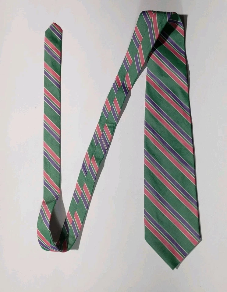 Corbata De Colección Brooks Brothers Makers 57.25" Rosa Como Nueva Rayas Seda Mezcla Algodón EE. UU. Foto 3 de 4