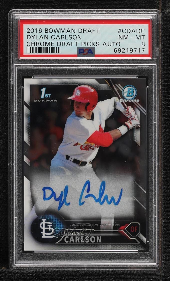 2016 Bowman Draft Chrome Draft Pick Auto Dylan Carlson #CDA-DC PSA 8 Auto 0sr1