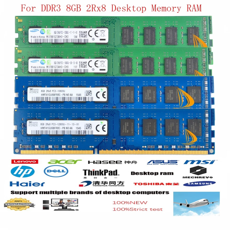 LOT DDR3 8GB 1066/1333/1600Mhz PC3 10600U 12800U 2RX8 Desktop Memory RAM 240PIN - Image 2 of 4