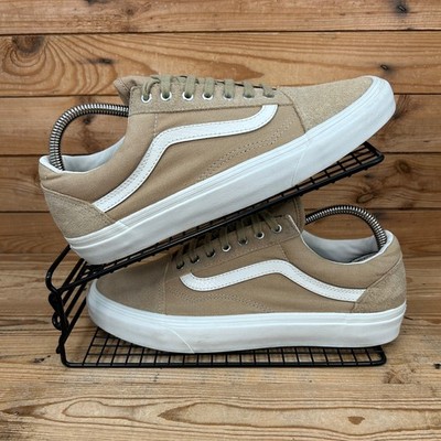 Vans Turnschuhe Herren Größe UK 8,5 Old Skool Beige Wildleder Skater Canvas Halbschuhe