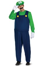 Brand New Super Mario Bros Luigi Deluxe Adult Costume