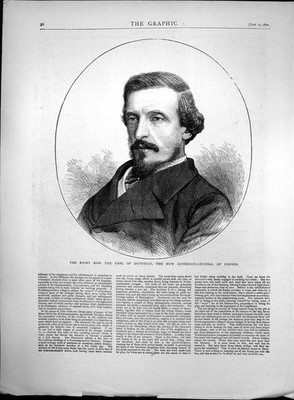 Original Old Antique Print Earl Dufferin New Governor General Canada1872 19th