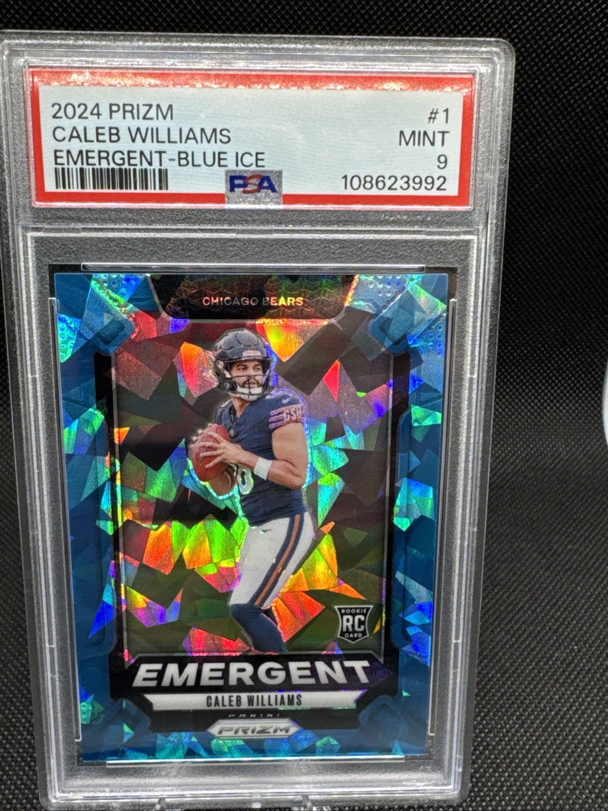 2024 Panini Prizm - Emergent Caleb Williams #1 Blue Ice Prizm /99 (RC)