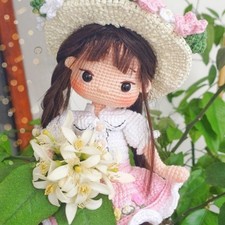 Flower Doll Crochet, Handmade Crochet Amigurumi Doll Gift, Amigurumi Doll