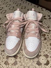 Nike Air Jordan 1 Mid Shoes Youth Size 3Y Pink White Sneakers