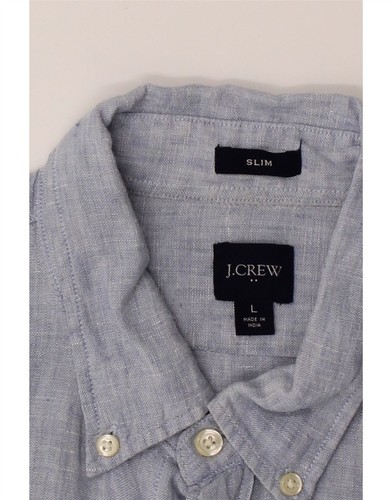 J. CREW Mens Slim Shirt Large Blue Linen DE04 - 第 3/3 張圖片