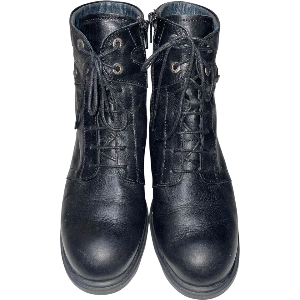 WOLKY Black Leather Combat Boots         Size: EU 40 / US 9 Foto 2 de 4