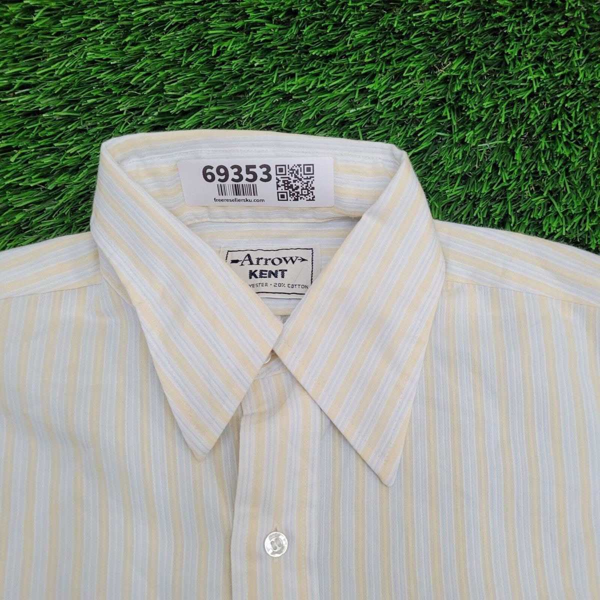 Vintage 80s Arrow Kent Button Shirt Medium 22x30 Beige | eBay