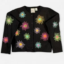 Michael Simon Cardigan Women’s M Vintage 90s 00s Embroidered Cotton