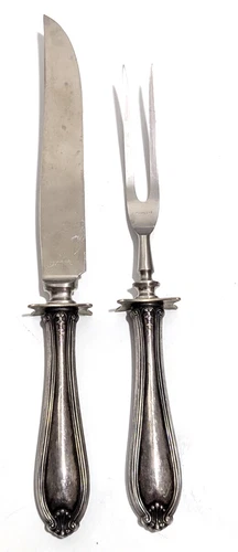 International Silver 2pcs Carving Set Sterling Handle Knife Fork VTG Antique