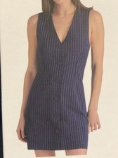 Steve Madden Woman’s Medium Navy Blue Pinstripe Sleeveless Dress NWT, $99 MSRP 