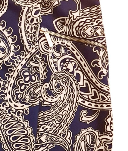 Michael Kors Skirt 12 Size M Womens Navy and White Paisley MK Officewear - Picture 4 of 6