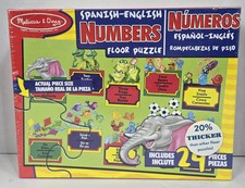 Melissa  Doug Spanish - English NUMBERS Floor Puzzle NIB 24 pieces Easy Clean