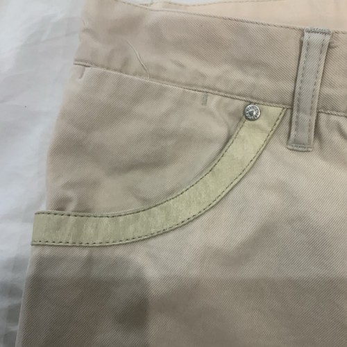 CORTIGIANI MEN JEANS-STRAIT WIDE LEG-BEIGE-LEATHER INSERTS-SZ. 52-USED-ITALY - Picture 5 of 15