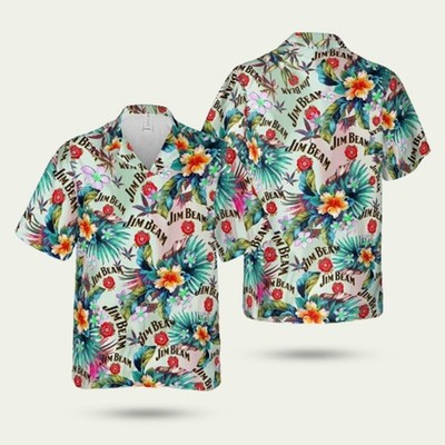 Jim Beam Bourbon Whiskey Tropical Hawaiian Shirt