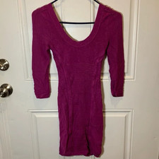 Guess Fuchsia 3/4 Sleeve Bodycon Midi Dress Size XS