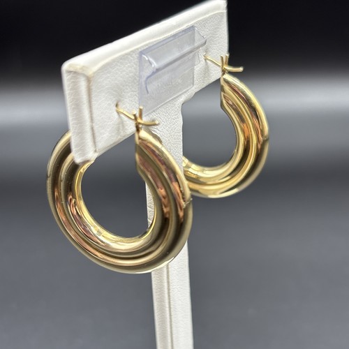 Orecchini a cerchio design oro giallo 14 carati 4 grammi GCJ George Carter Jessop 29 mm - Foto 3 di 7