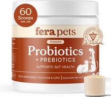 Fera Pets Probiotics for Dogs  Cats with Prebiotics - USDA Organic - 60 Scoops