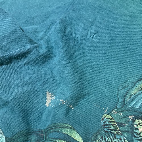 Vintage 90s Rainforest Habitat AOP T Shirt Wrap Around Green Single Stitch XL - Picture 9 of 9