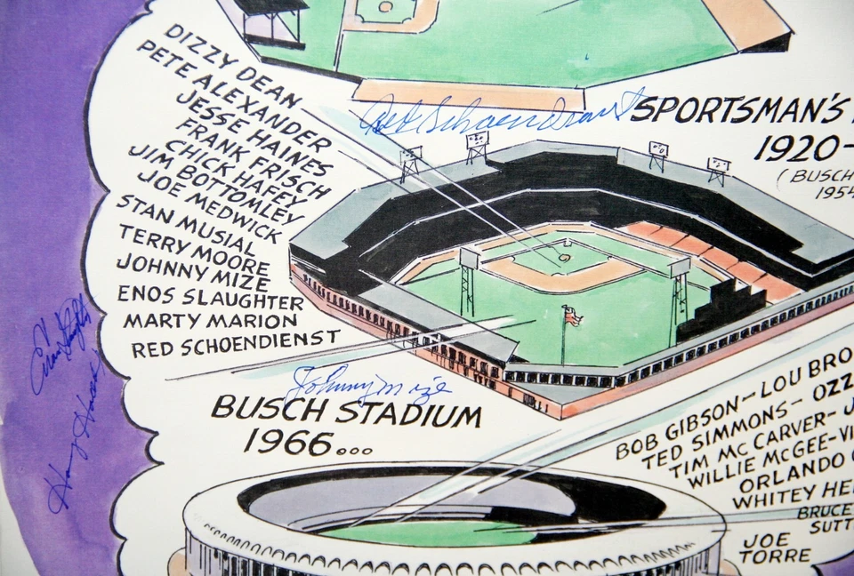 St Louis Cardinals Greats Signed 16x20 Poster Haddix Mize Slaughter Schoendienst - Image 2 of 4