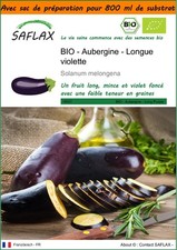 SAFLAX Jardin dans le sac - BIO - Aubergine - Longue violette - 20 graines - Sol