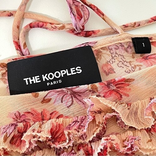 NEW The Kooples Floral Frills Ruffle Chiffon High Low Fairy Dress Pink Small - Picture 15 of 16