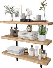 JMNBJM Floating Shelves 60cm long,Wall Mounted Shelf,set of 3, Wood Long 