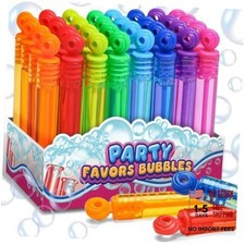 32 Pack Mini Neon Bubble Wands - Goodie Bag Stuffers for Kids Party Favor