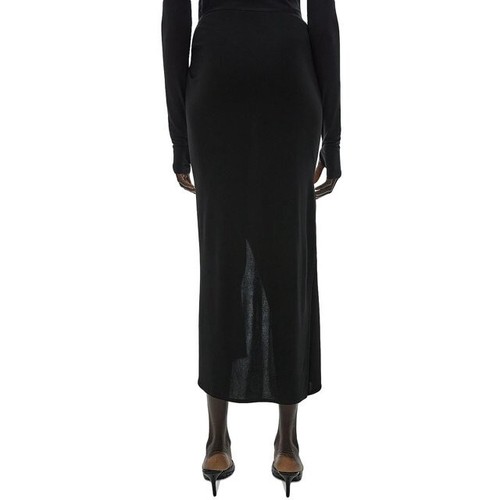 Helmut Lang L36210 Womens Black Multi Slit Calf Midi Skirt Size L - Picture 4 of 4