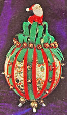 RARE LeeWards MUSICAL SANTA BALL Sequin Bead Large Christmas Ornament Kit MCM