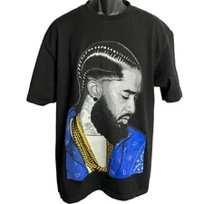 Shaka Wear Nipsey Hussle Crewneck T Shirt XL Black Double Sided Short Sleeves