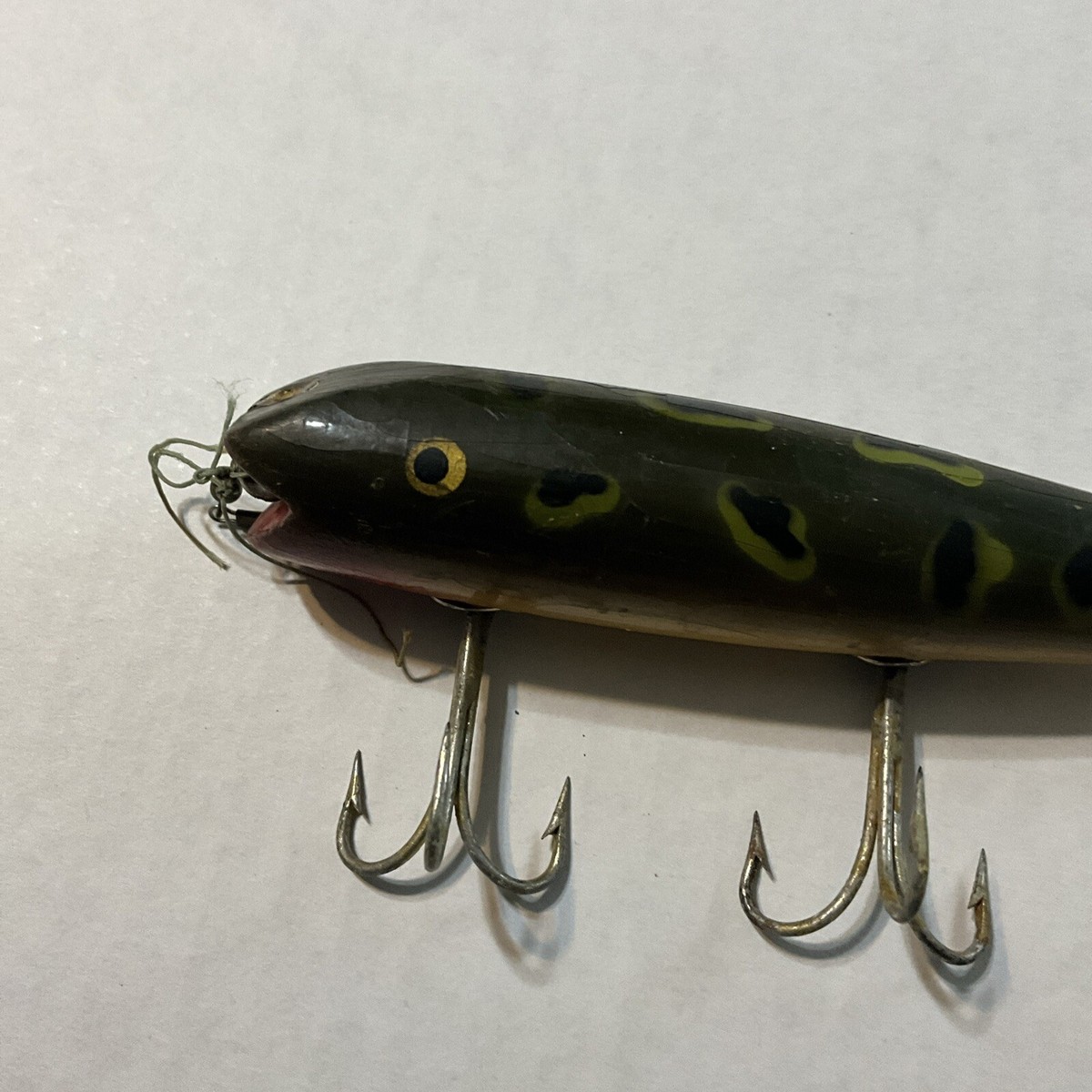 Leurre De Pêche Vintage Creek Chub 4 - Motif Grenouille Vert Dard - Bois - Original