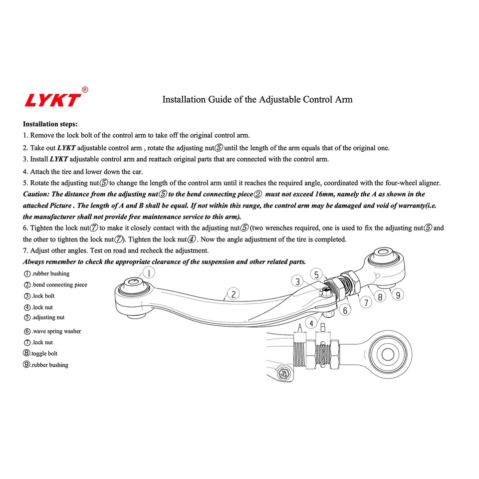 LYKT 2pcs Adjustable Rear Camber Kit for FordFusion、Mazda6、MercuryMilan、Lincoln Foto 3 de 4