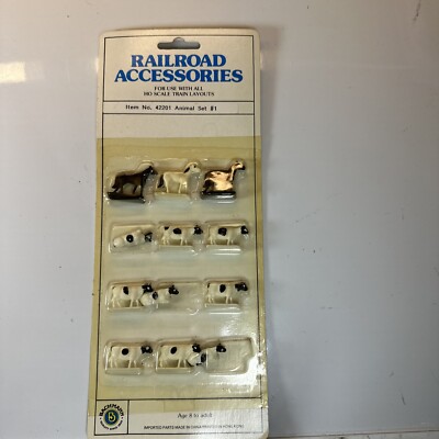 HO 1 87 Bachmann 42201 Prepainted Figures Animal Set Cows & Horses 12 NOS